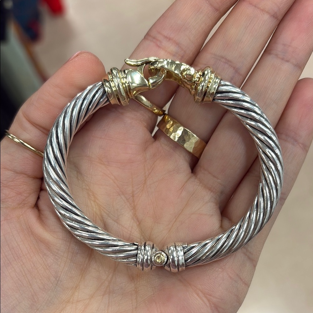 David Yurman Silver and Gold Cable Bracelet